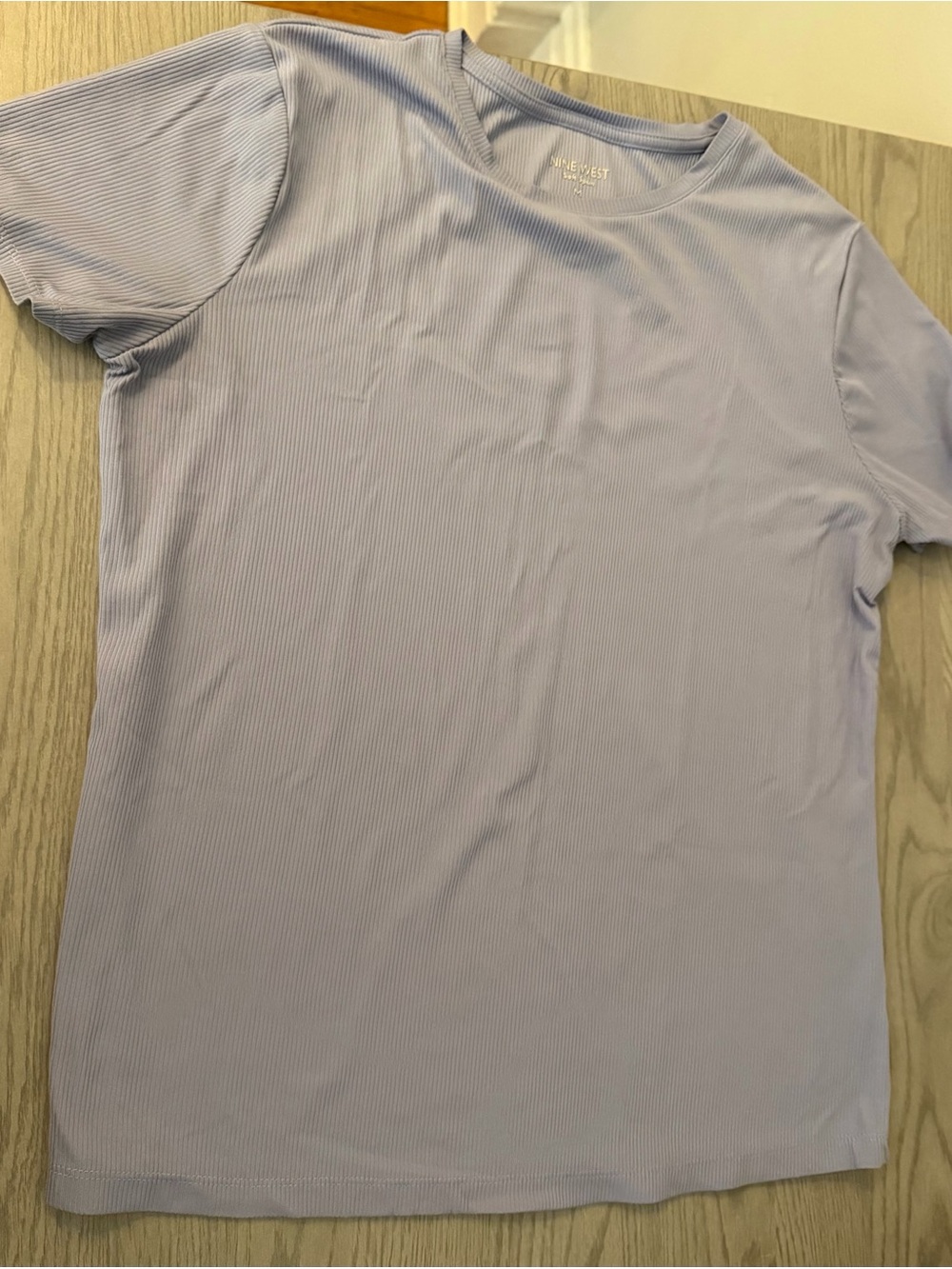 Nine West Soft Spun Ribbed Stretch Top Lavender Purple Medium